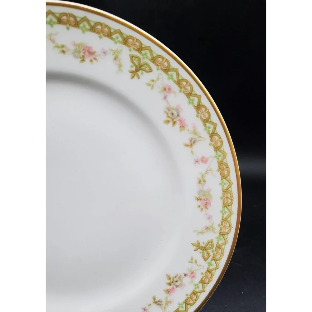 Vintage Haviland Limoges Trianon Lunch Salad Plates Set 3 Pink Rose 7.5